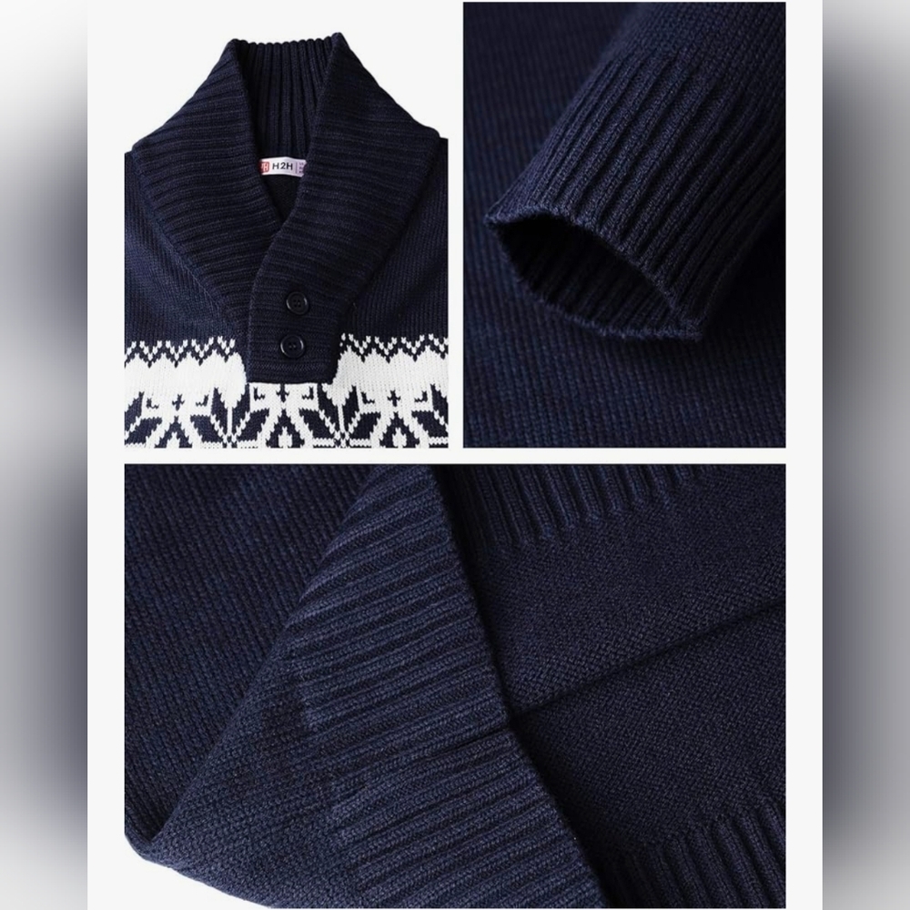 H2H Men’s Slim Fit Casual Christmas Sweater - Picture 4 of 8